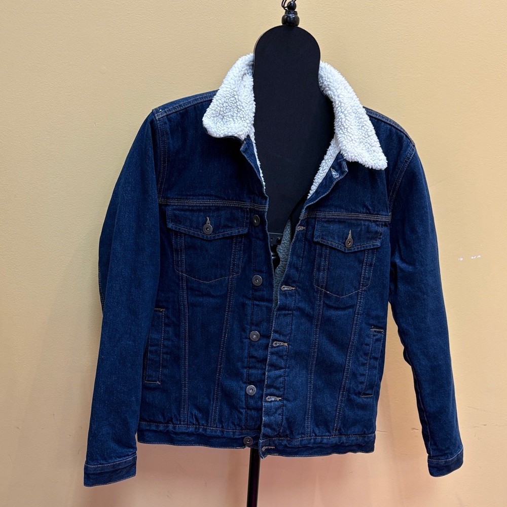 NWT Soul Star England Sherpa Fleece Lined Denim Jacket Size Medium